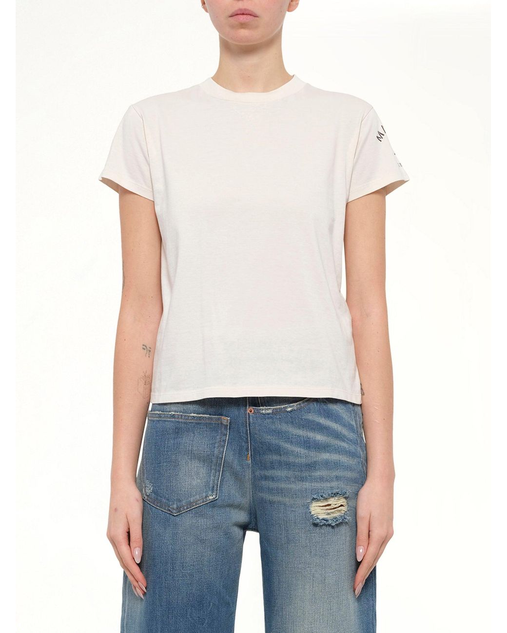 MM6 by Maison Margiela White Sleeve Logo T-Shirt