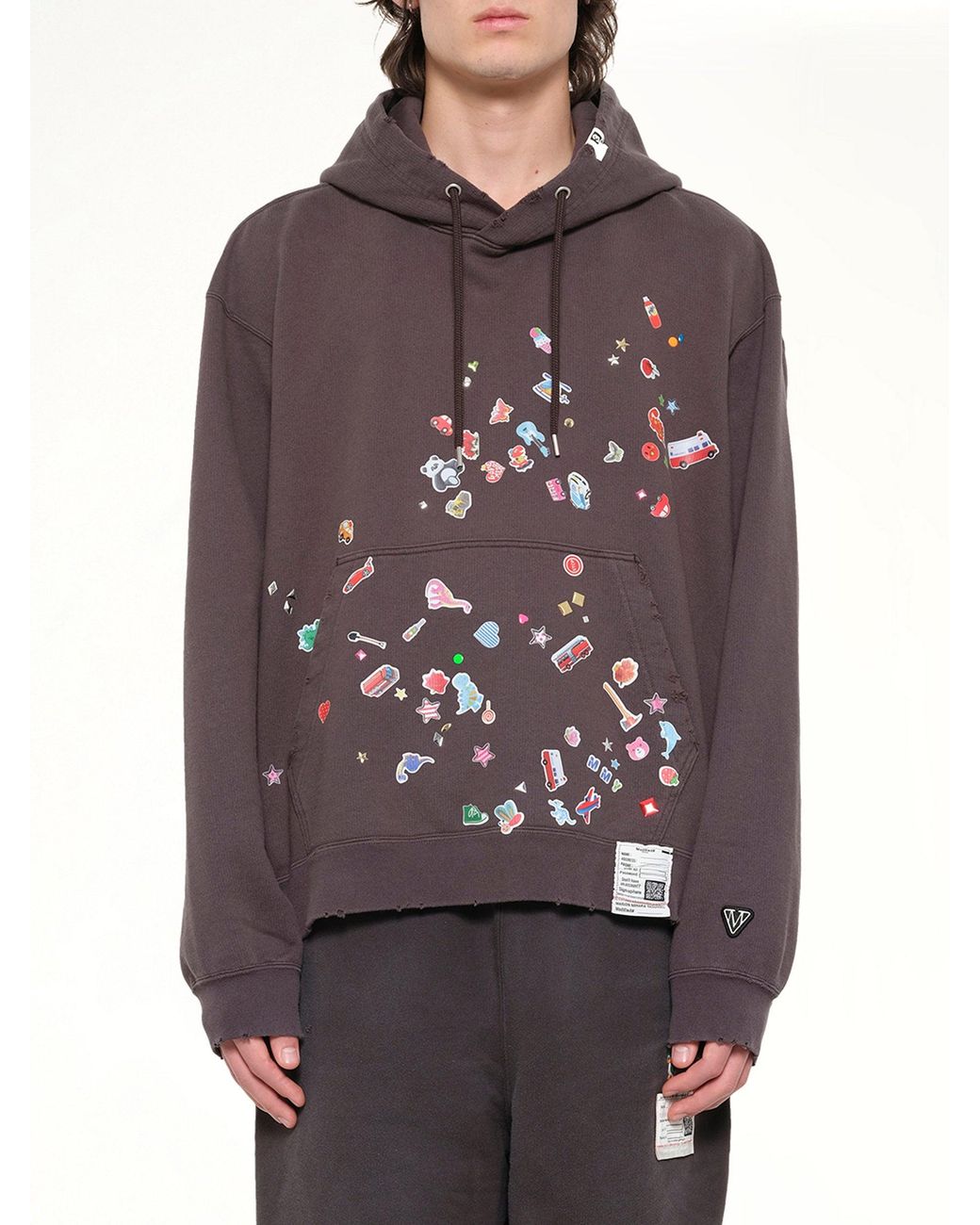 Maison Mihara Yasuhiro Purple Kids Sticker Hoodie for men