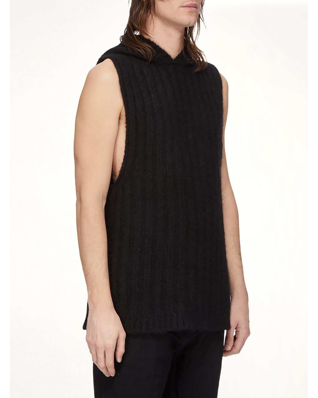 Rick Owens Black Tower Hooded Tank for men