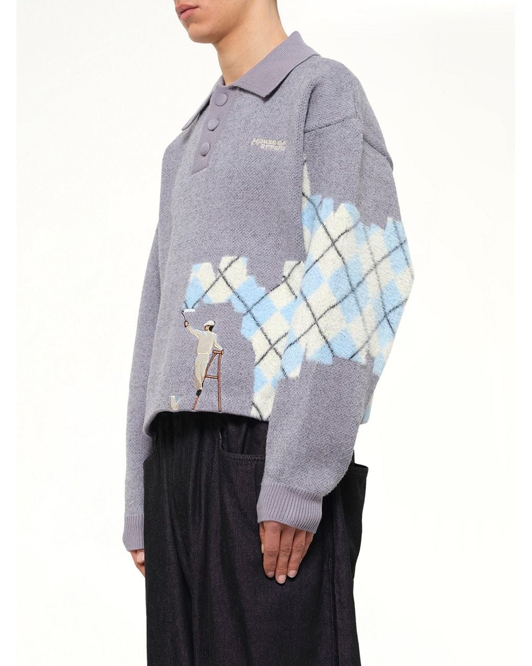 House of Errors Gray Knitted Wall Painter Rugby for men