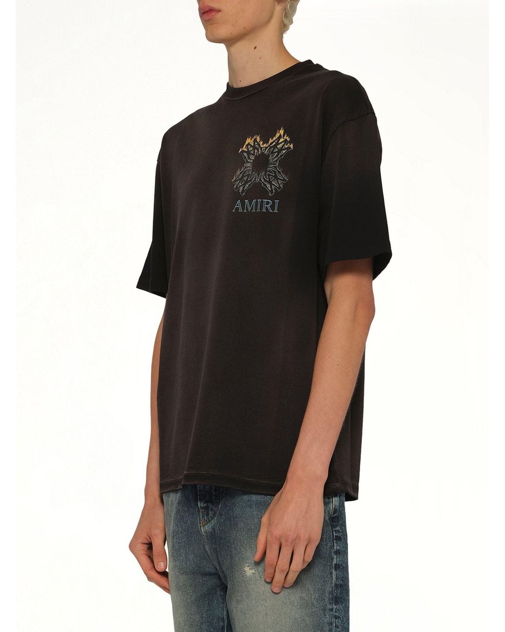 Amiri Black Ma Quad Flames Oversized T-Shirt for men
