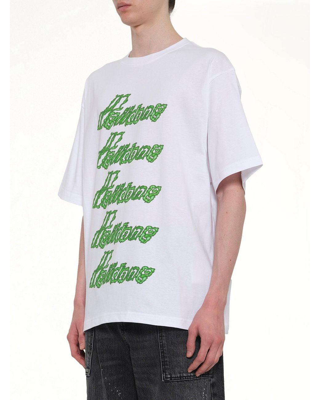 we11done Green Multi-Logo T-Shirt for men