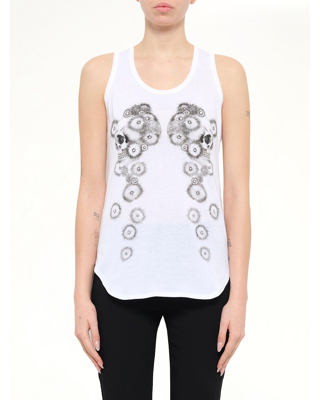 McQueen White Pom Skull T-Shirt