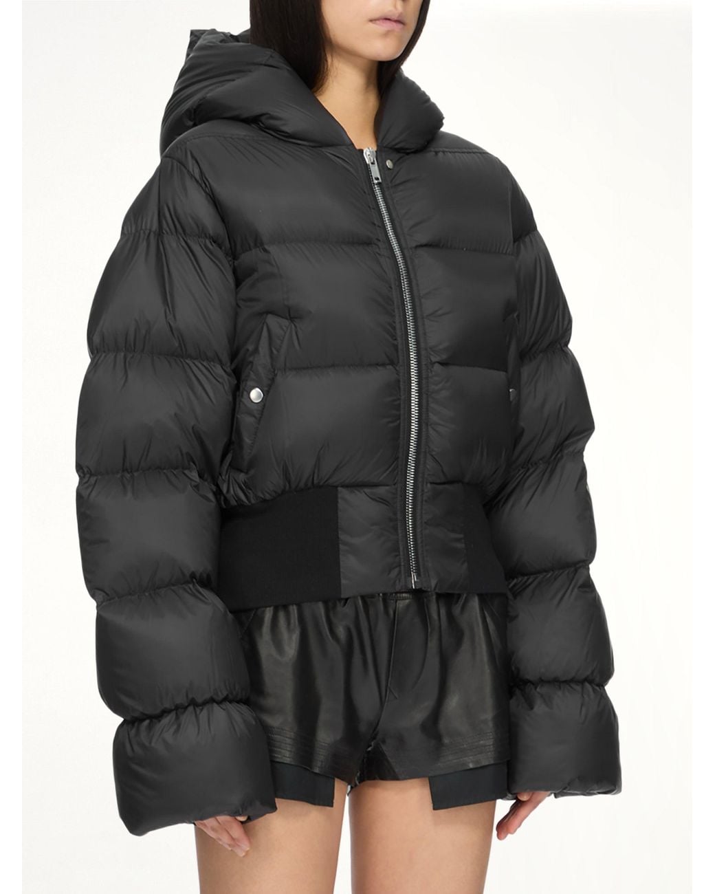 Rick Owens Black Cinched Hooded Jacket