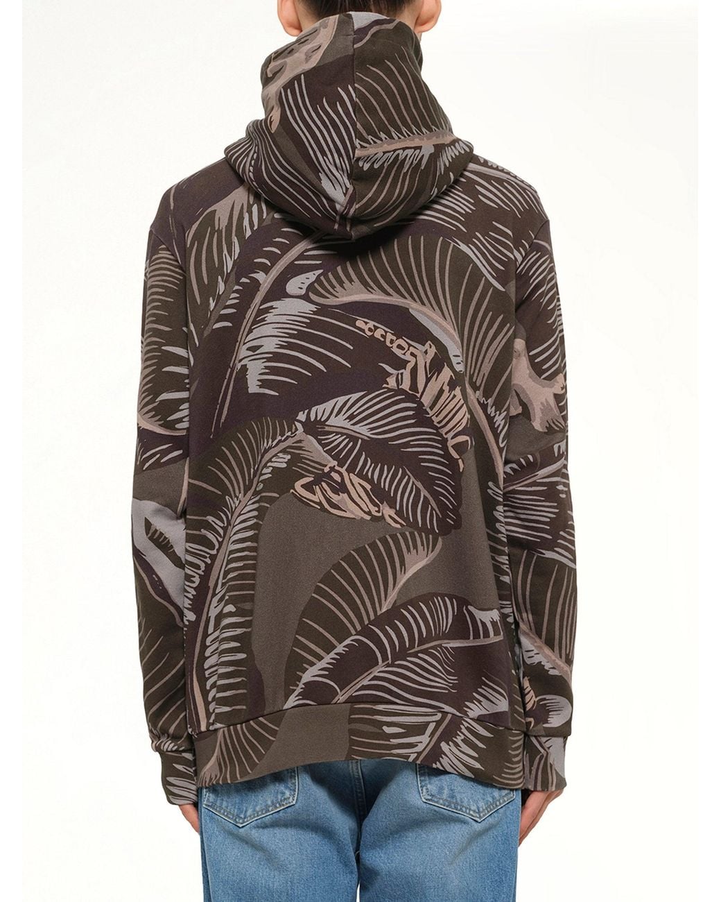 Palm Angels Brown Banana Leaves Zip Hoodie for men