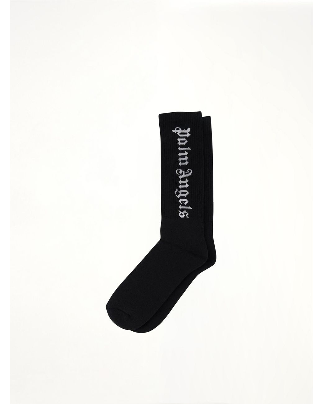 Palm Angels Black Vertical Logo Socks for men