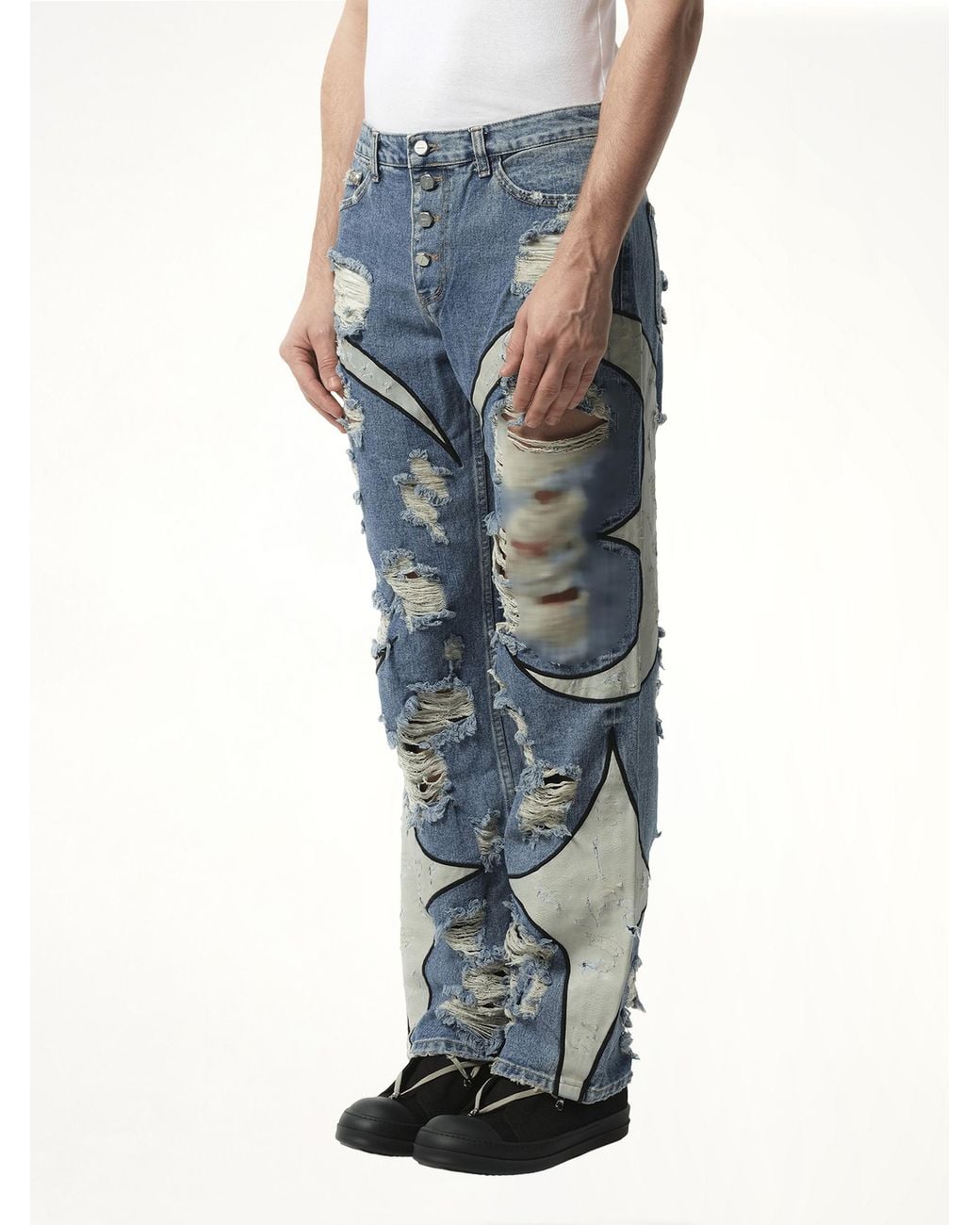 THUG CLUB Blue Tc Leather Washing Denim Pants War Ver for men