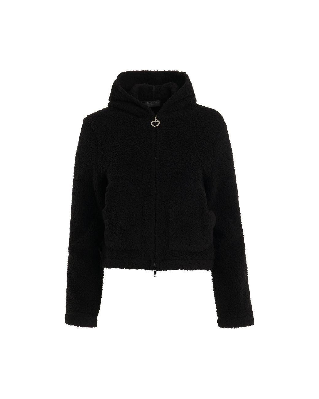 Balenciaga Fake Fur Heart Zip Up Hoodie In Black | Lyst