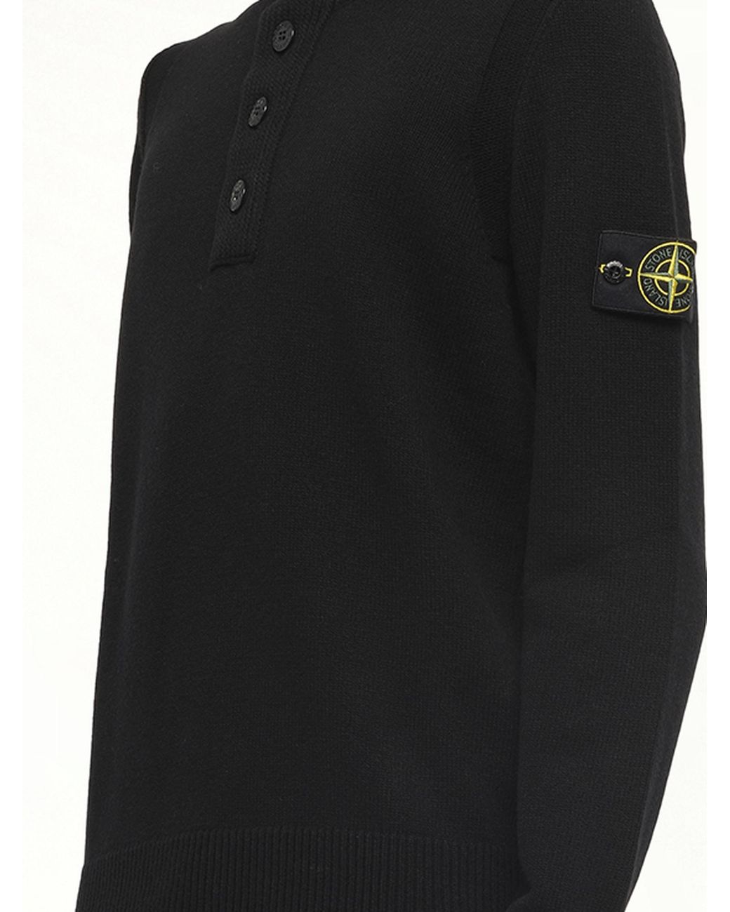 Stone Island Black 5100040 Lambswool Half-Zip Sweater for men