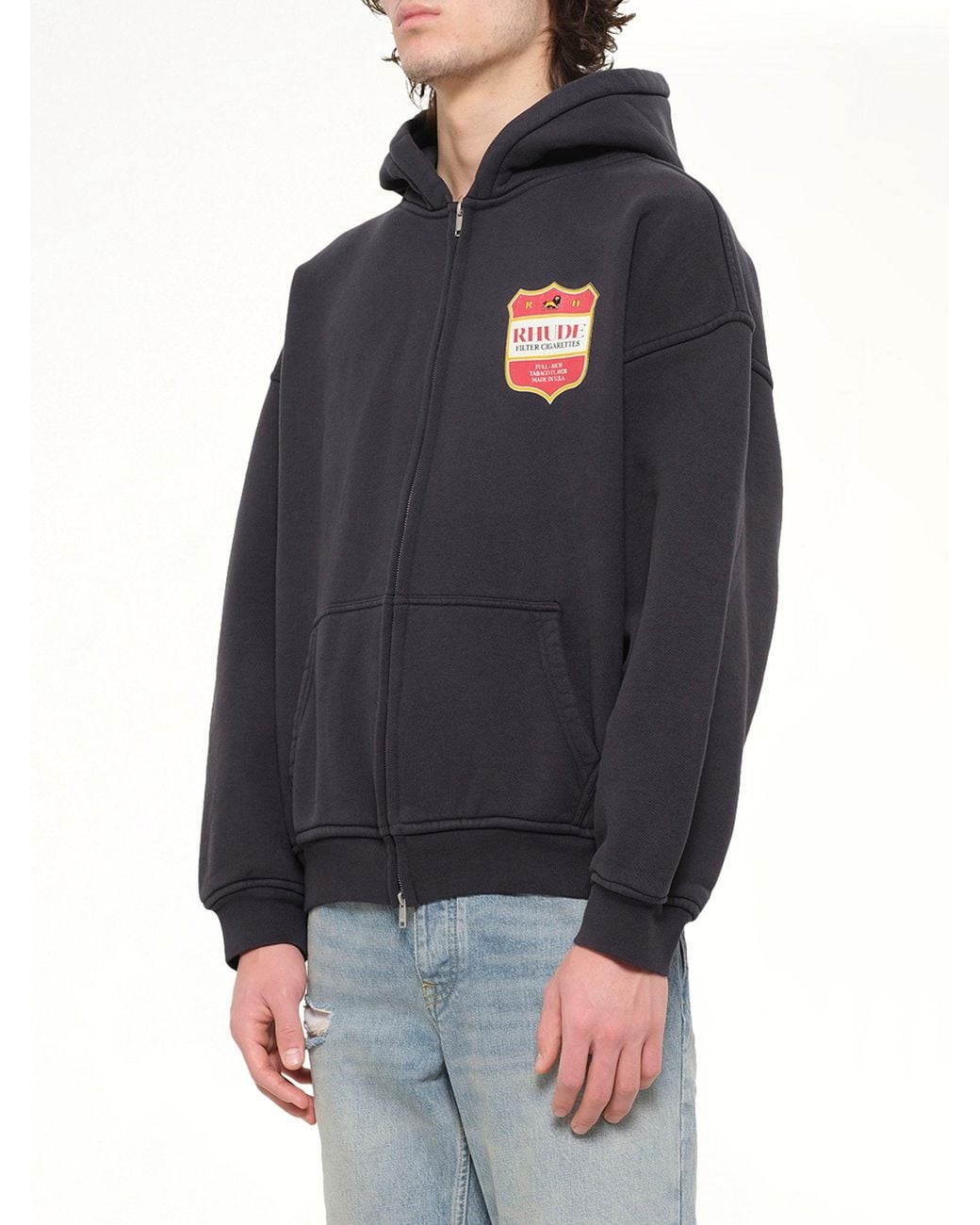 Rhude Blue Filtaro Crest Zip-Up Hoodie for men