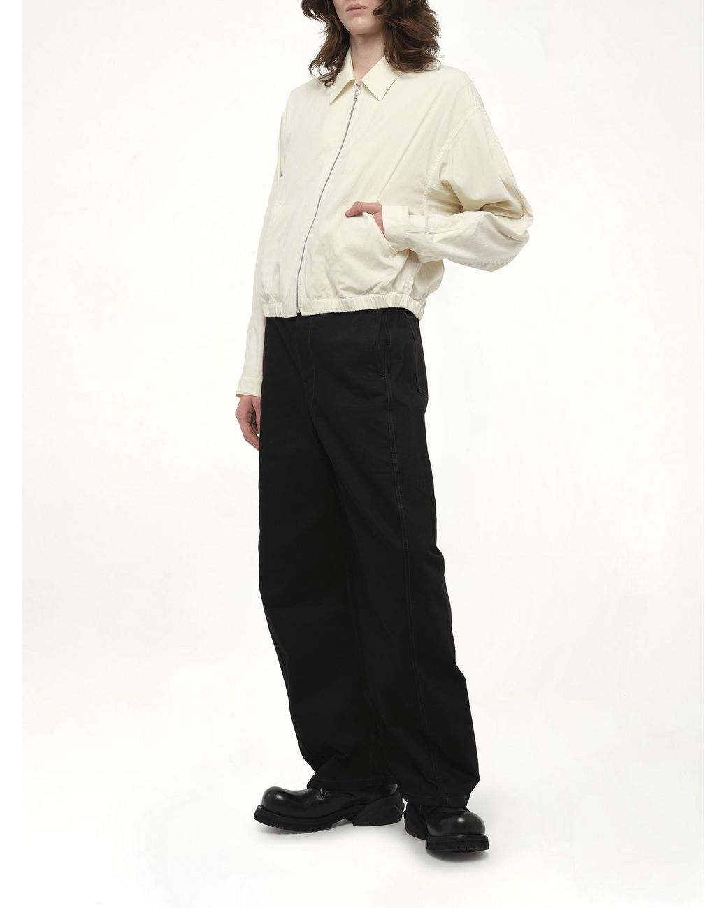 Lemaire Zipped Blouson Bomber Jacket, 100% Cotton in Natural for