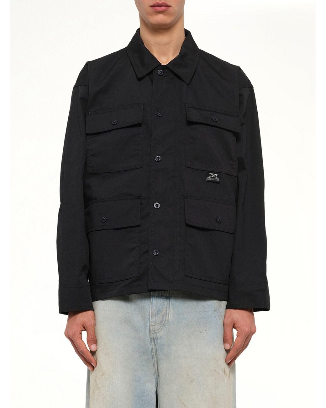 Taion Black Non Down Work Button Coverall for men