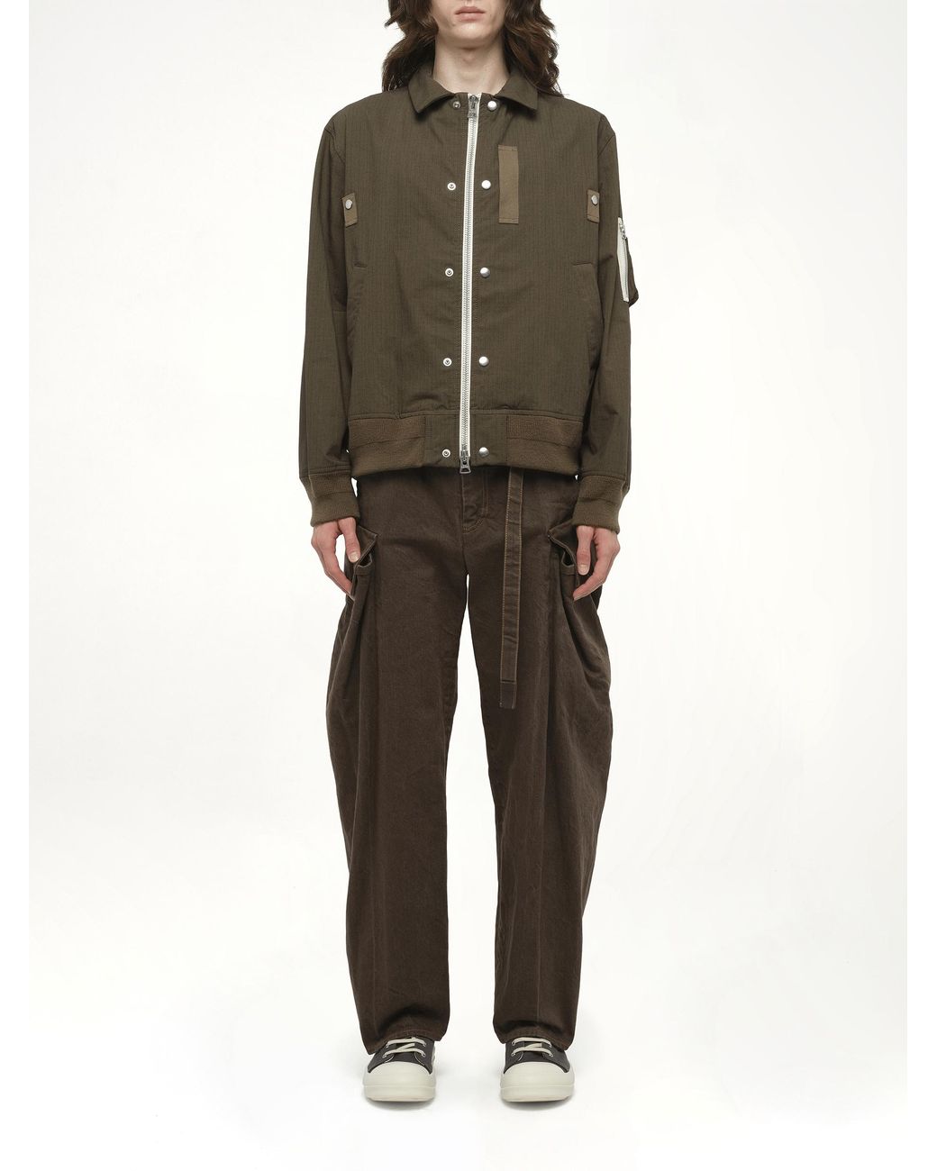 Sacai Rip Stop Blouson Bomber Jacket, 100% Polyester in Green for