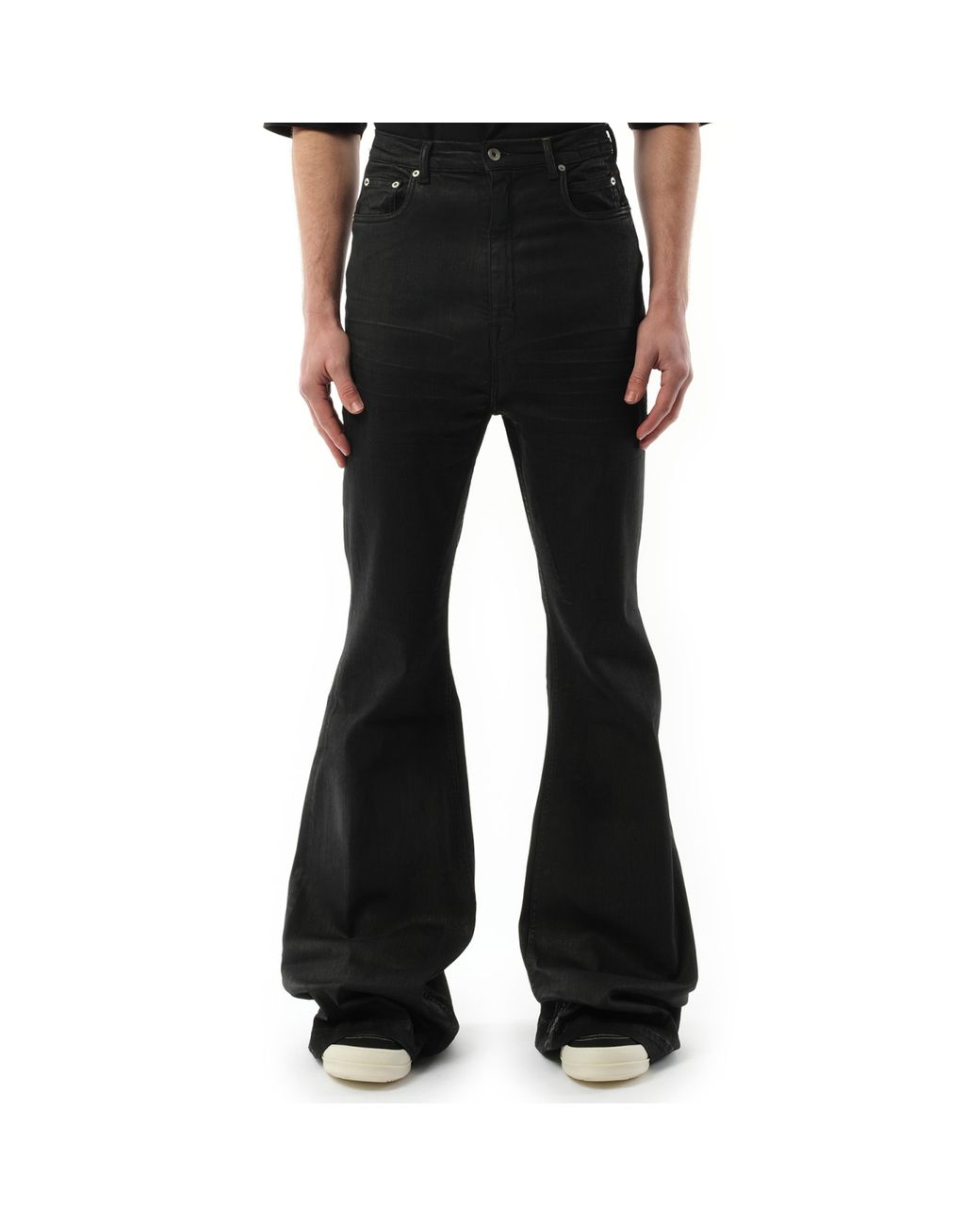 守*神様 coating bootscut denim rick owens b Rick Owens Waxed Bolan Boot Cut Jeans – Acroera