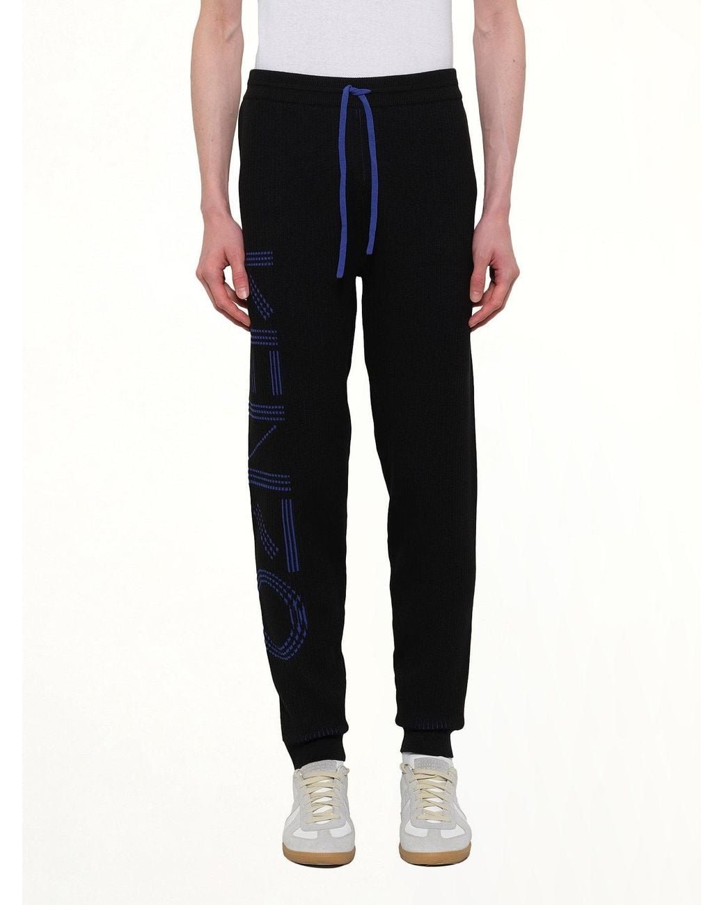 KENZO Black Knitted Track Pants for men