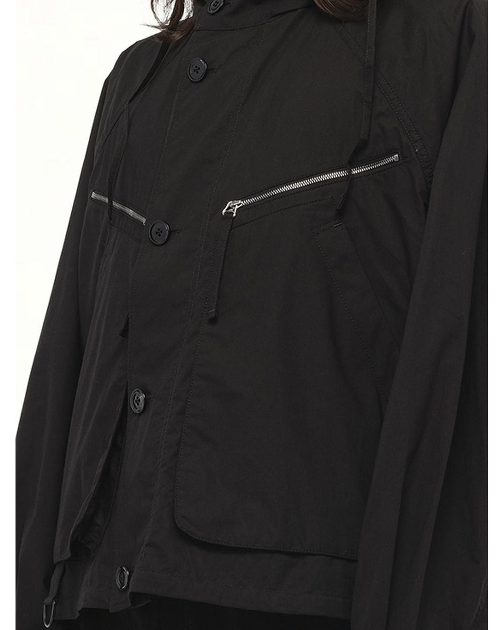 Lemaire Parachute Blouson Bomber Jacket, 100% Cotton in Black for