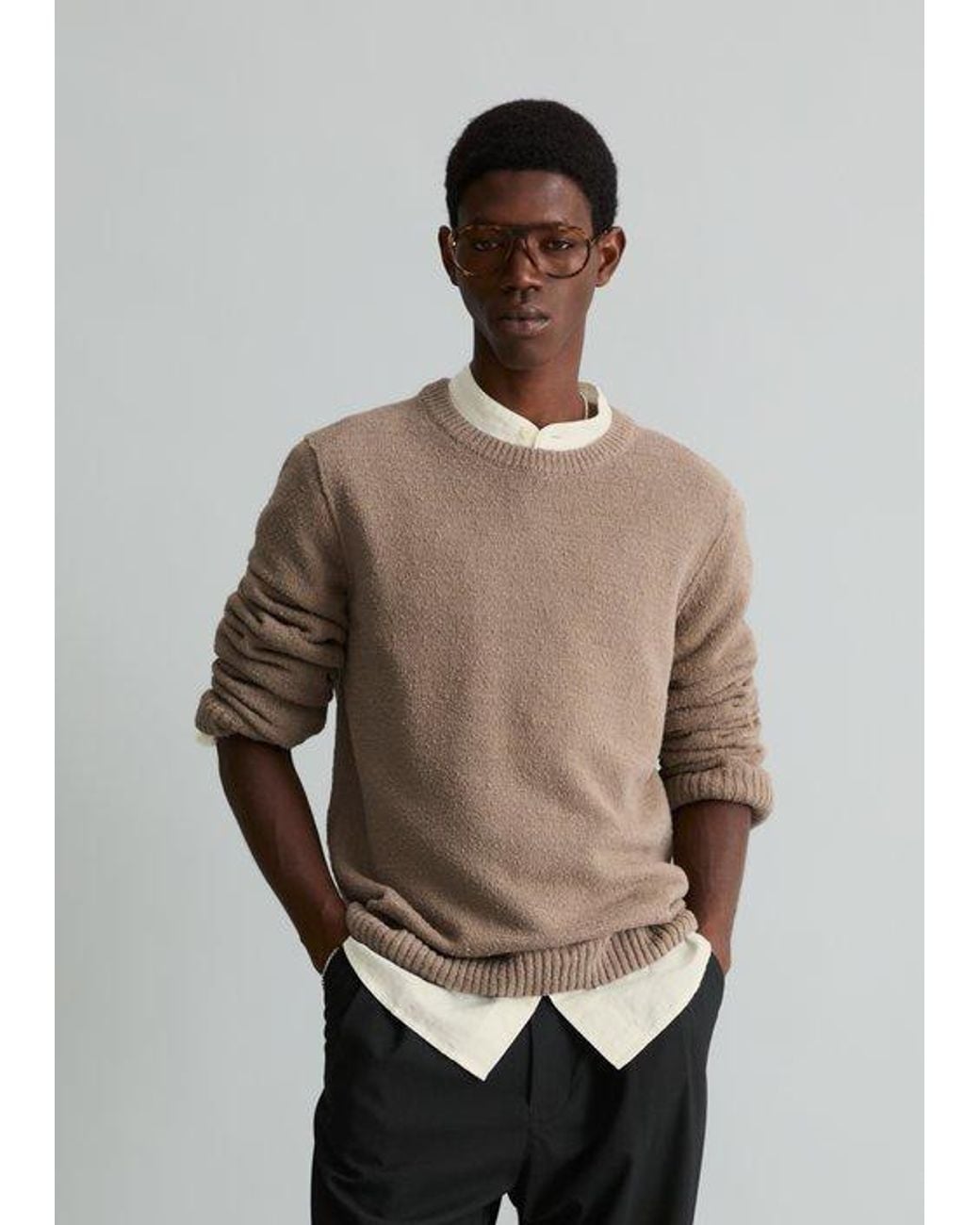 Marc O' Polo Bouclé-Pullover Regular in Natural für Herren