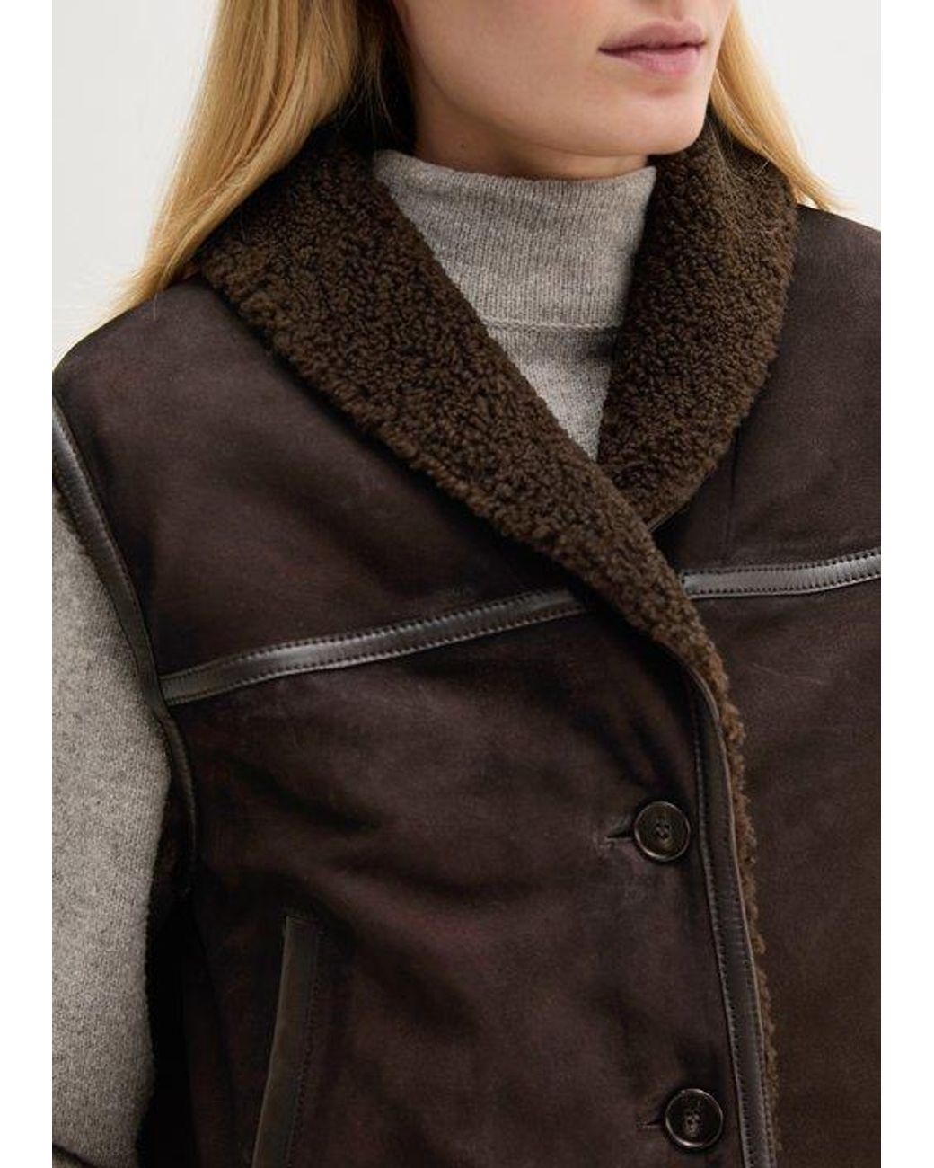 Chaleco De Cuero De Corte Regular Marc O' Polo de color Brown