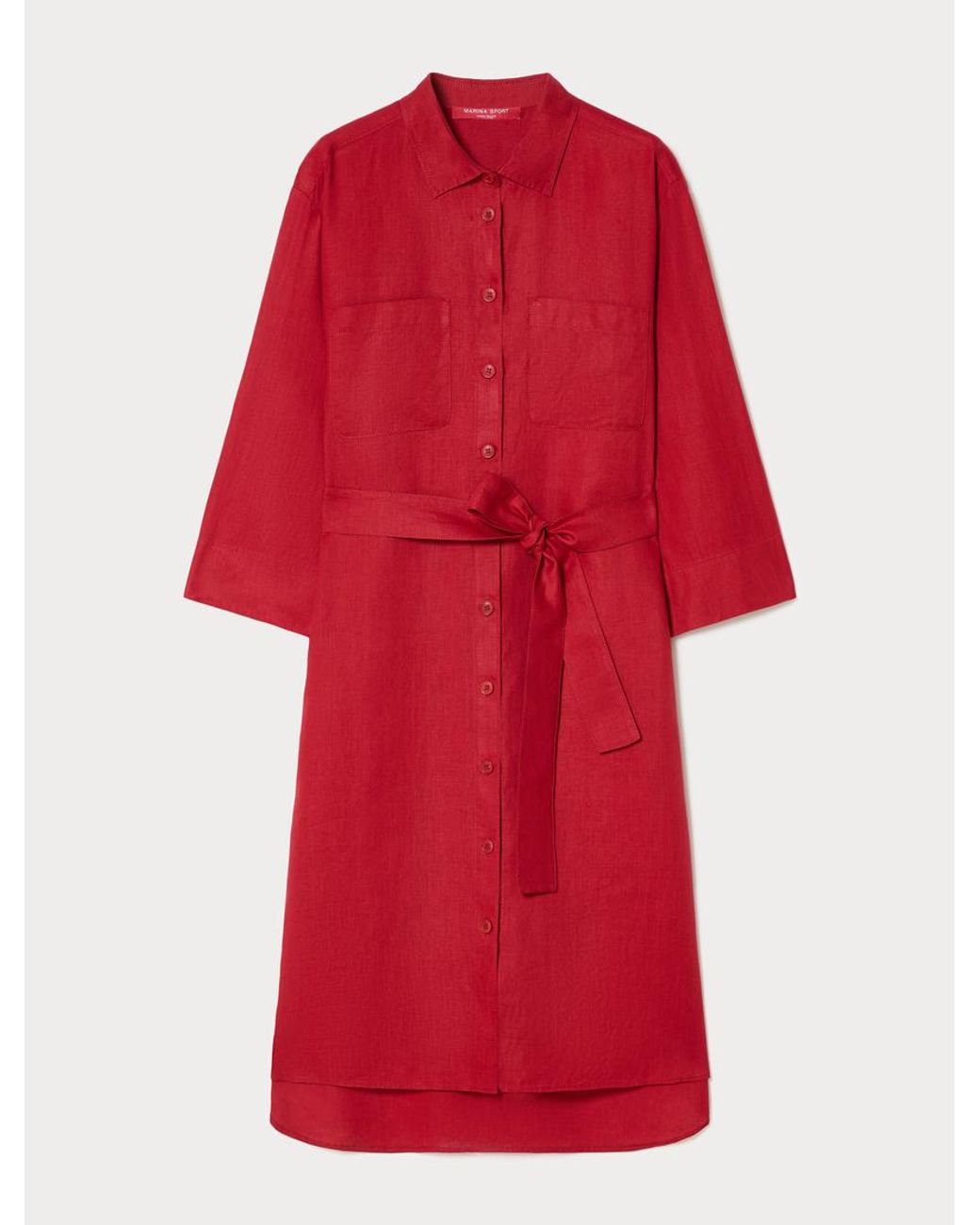 Robe-Chemise En Toile De Lin Marina Rinaldi en coloris Red