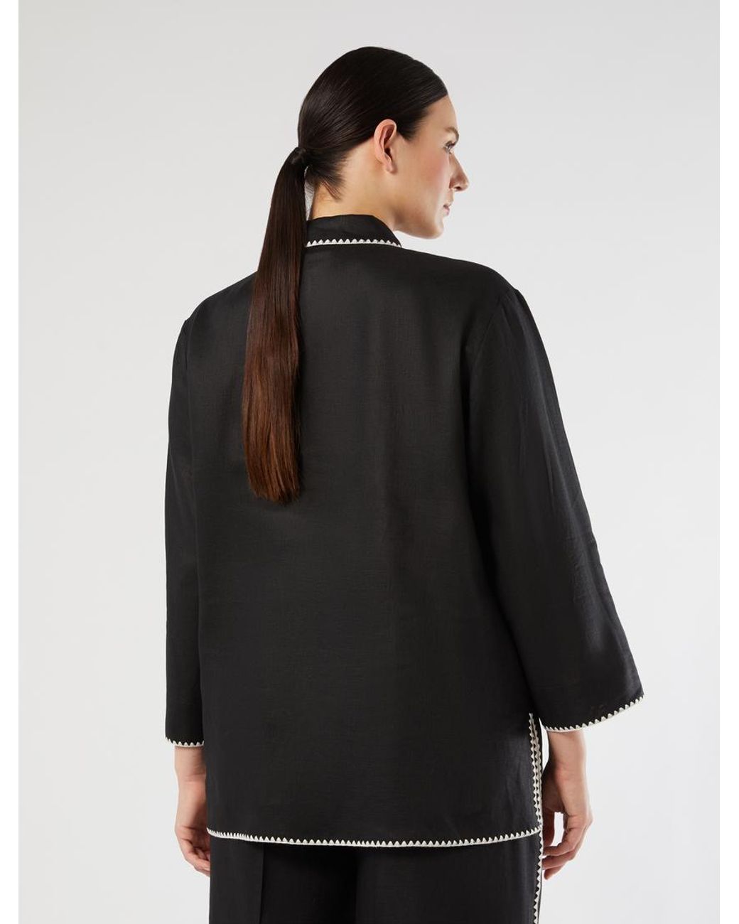 Chemise En Toile De Lin Marina Rinaldi en coloris Black