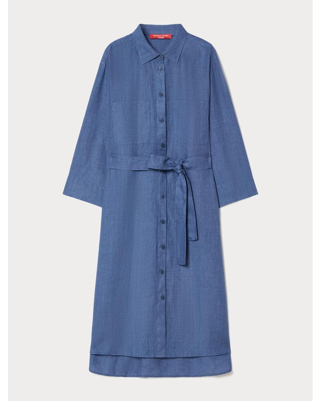 Robe-Chemise En Toile De Lin Marina Rinaldi en coloris Blue