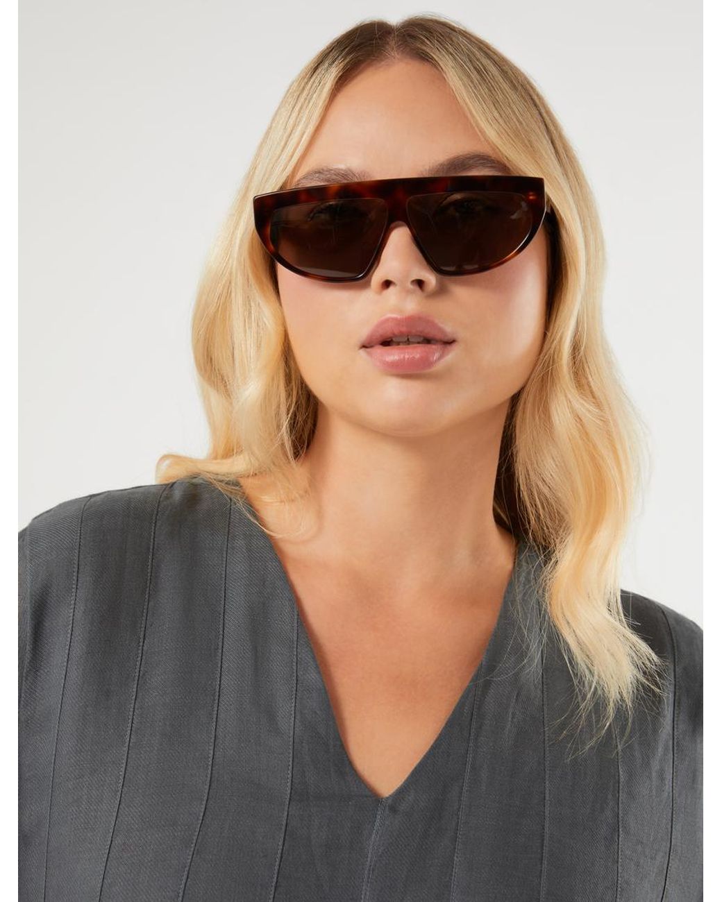 Marina Rinaldi Blue Kleid Aus Ramie-Twill