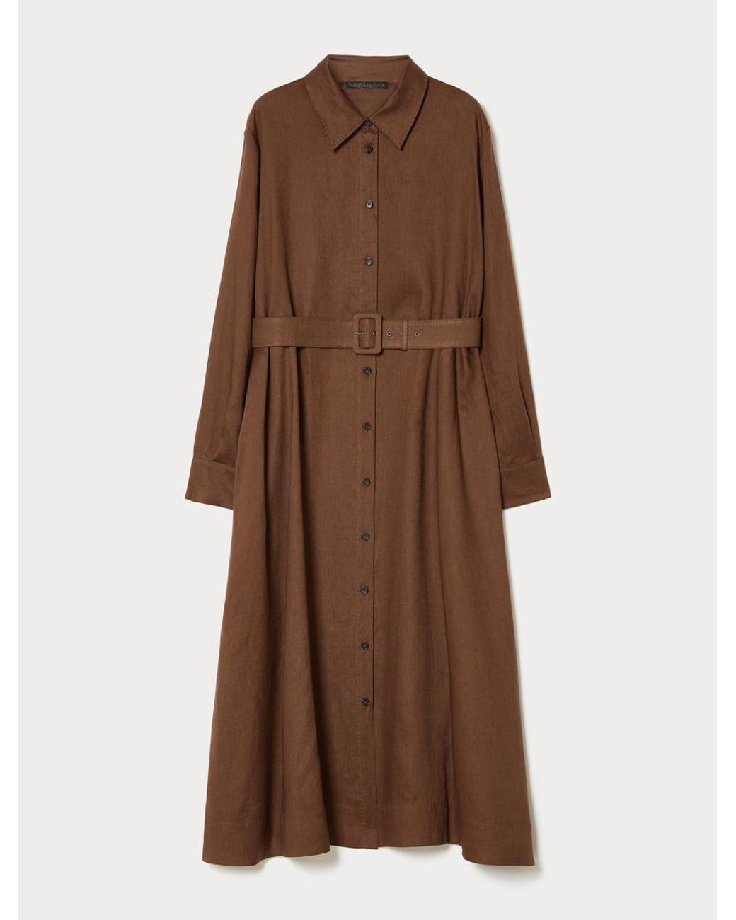 Robe-Chemise En Toile De Lin Marina Rinaldi en coloris Brown