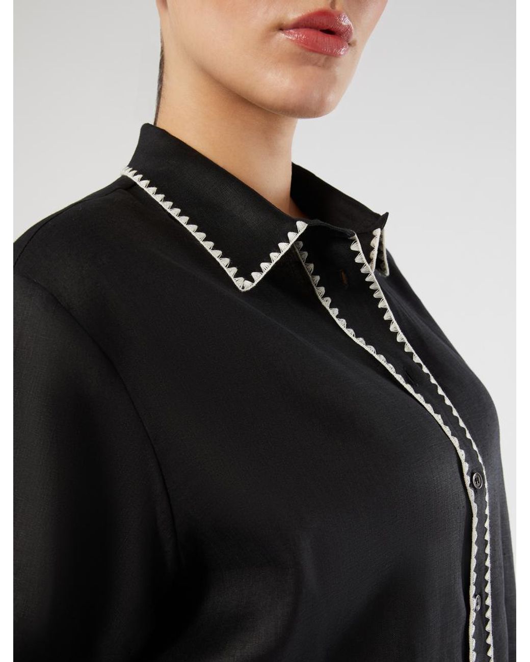 Chemise En Toile De Lin Marina Rinaldi en coloris Black