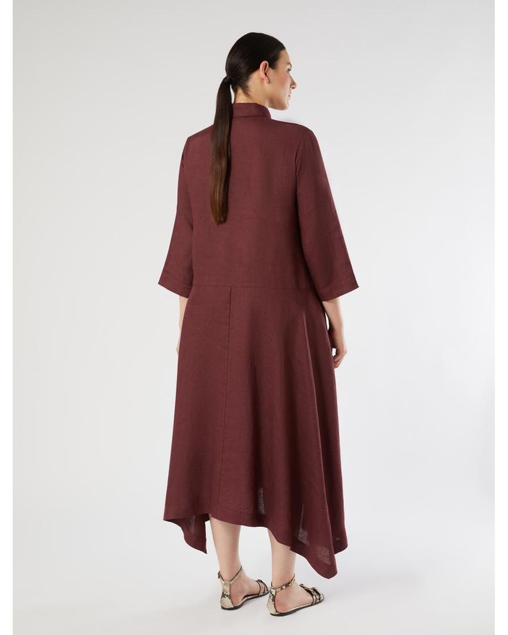 Robe-Chemise En Toile De Lin Marina Rinaldi en coloris Red