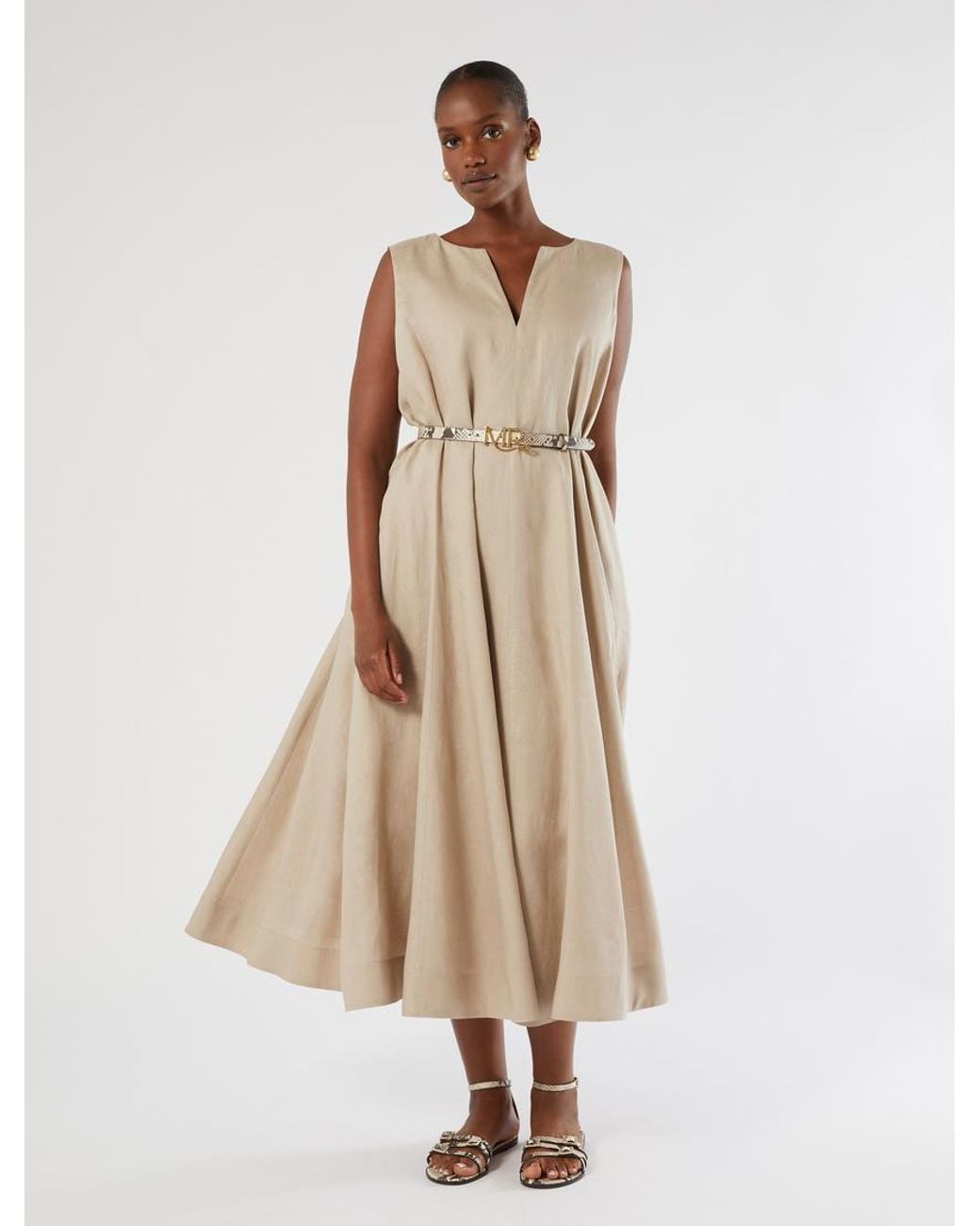 Robe En Toile De Lin Marina Rinaldi en coloris Natural