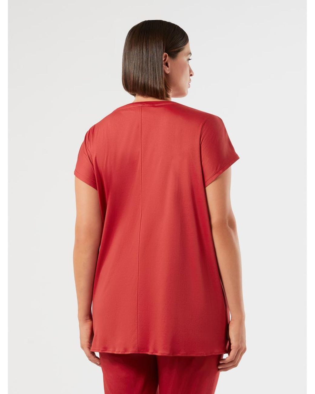 Marina Rinaldi Red T-Shirt Aus Jersey Mit Drapierung