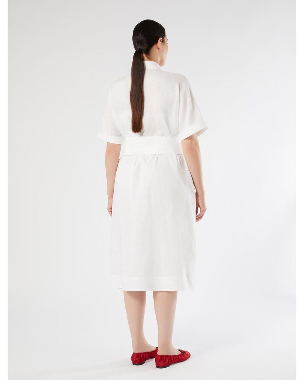 Robe-Chemise En Lin Marina Rinaldi en coloris White