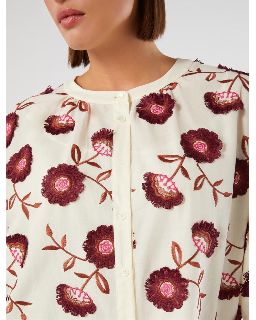 Chemise En Mousseline Brodée Marina Rinaldi en coloris Red