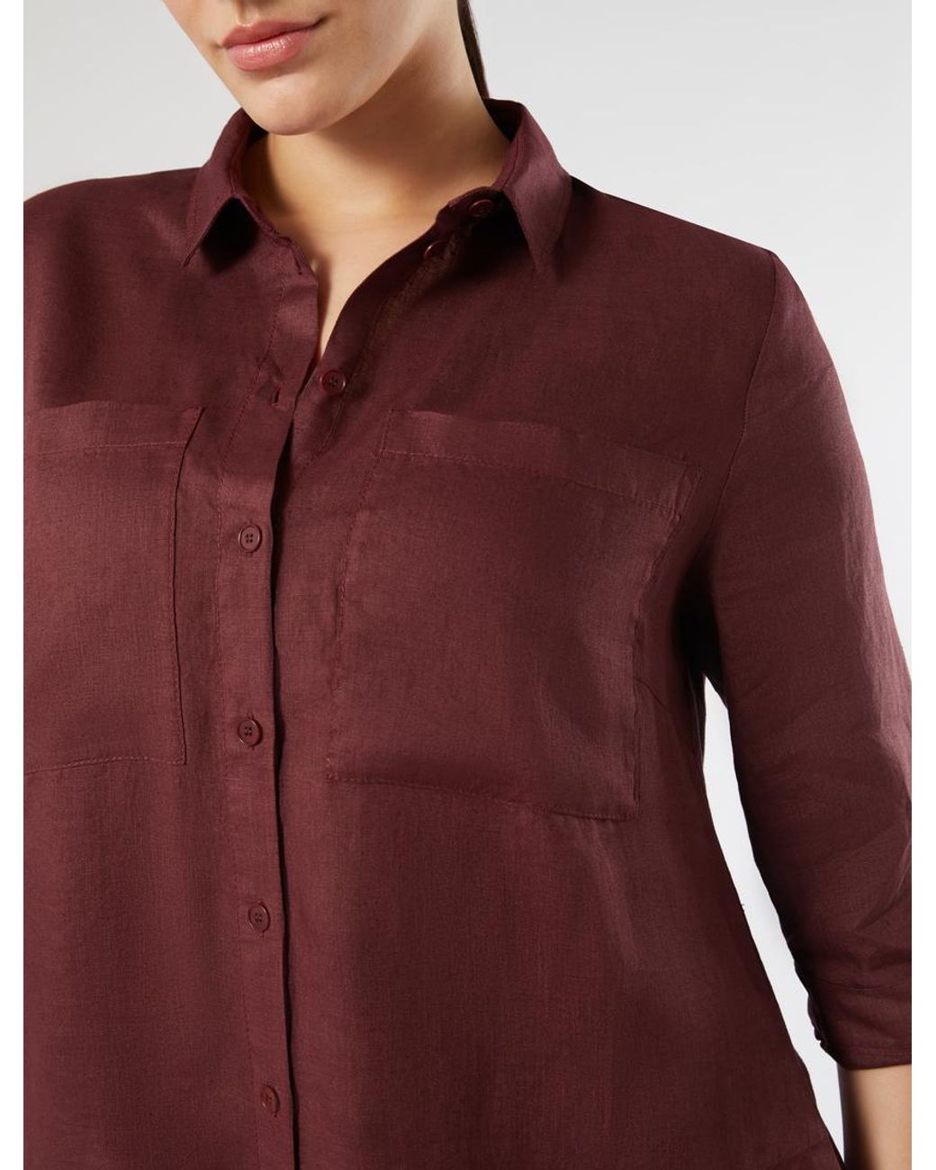 Robe-Chemise En Toile De Lin Marina Rinaldi en coloris Red