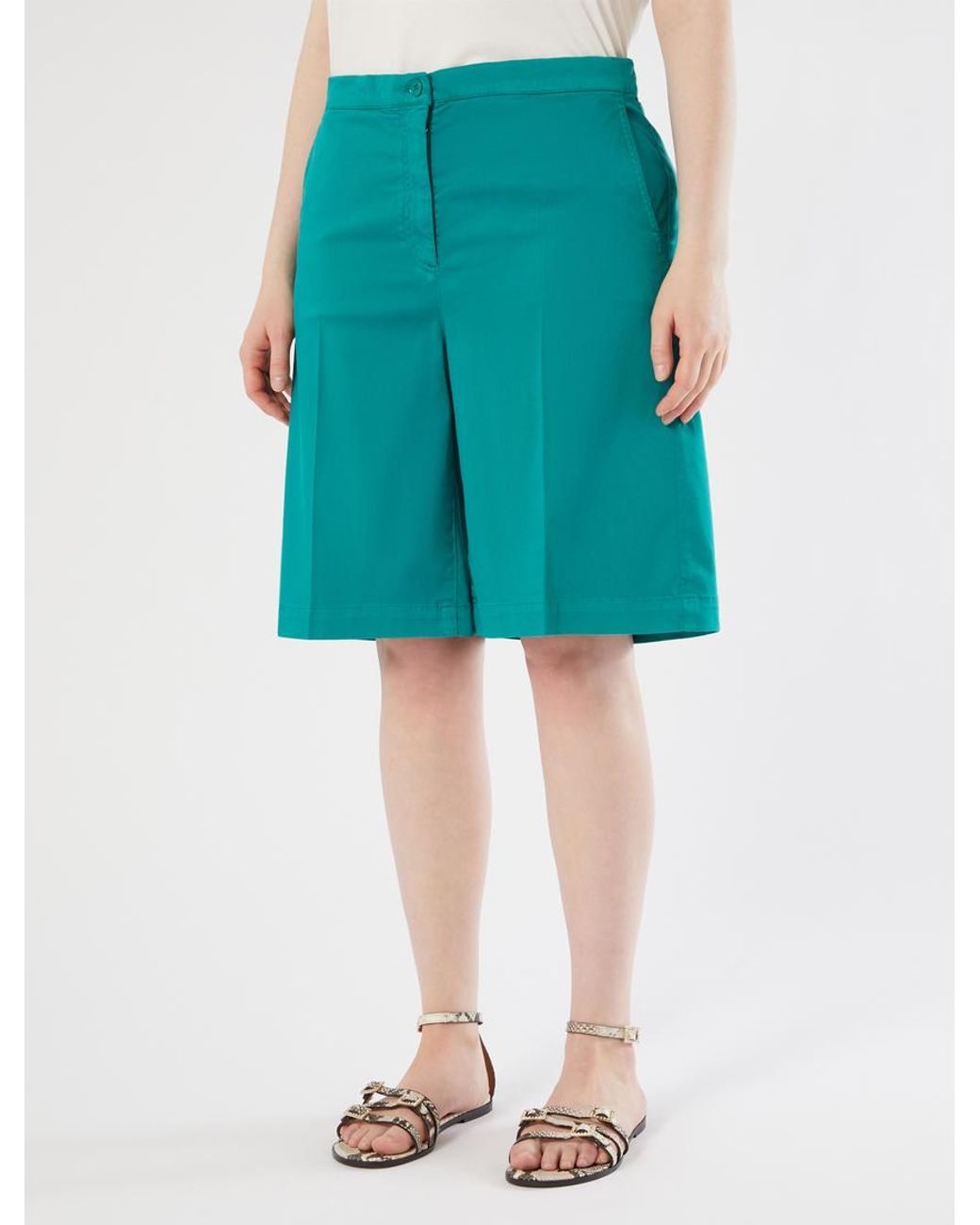 Bermuda En Satin De Coton Marina Rinaldi en coloris Blue