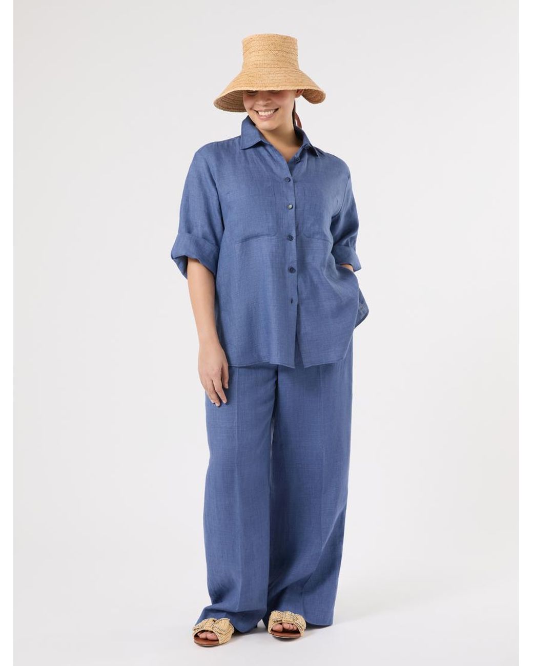 Chemise En Lin Marina Rinaldi en coloris Blue