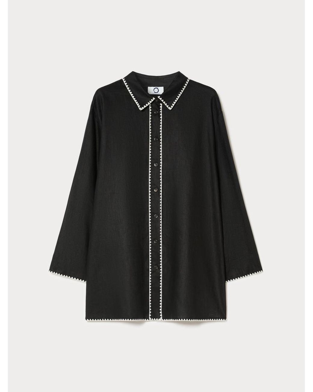 Chemise En Toile De Lin Marina Rinaldi en coloris Black