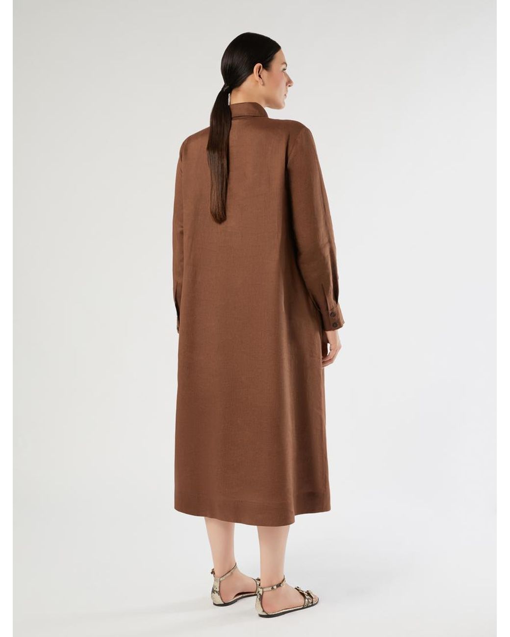 Robe-Chemise En Toile De Lin Marina Rinaldi en coloris Brown