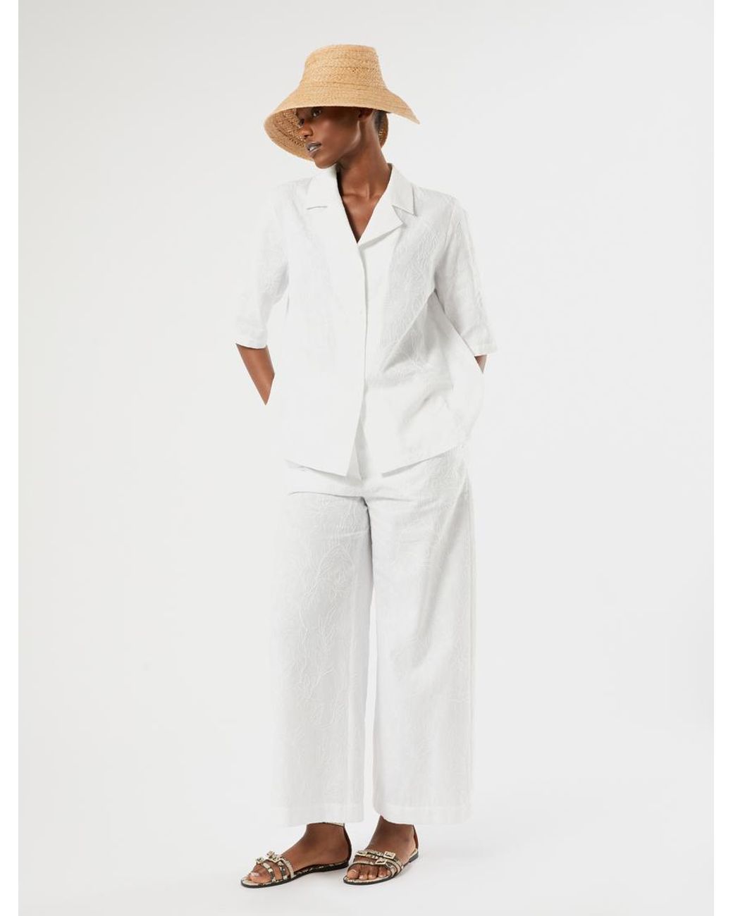 Chemise En Lin Et Coton Marina Rinaldi en coloris White