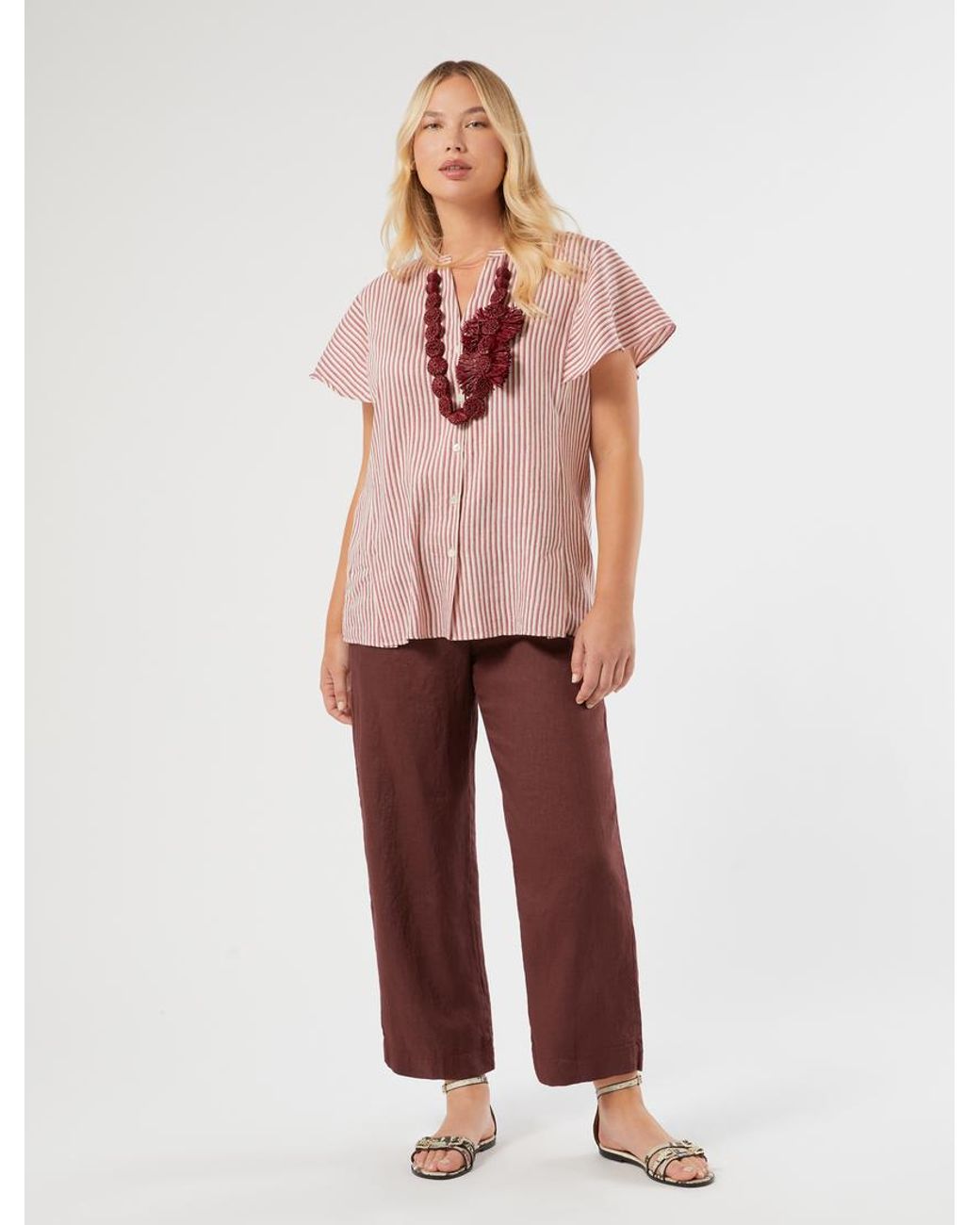 Chemise En Toile De Lin Et Soie Marina Rinaldi en coloris Pink
