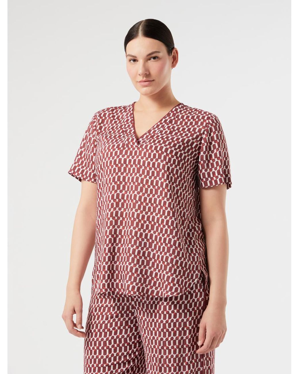 Marina Rinaldi Red Bedruckte Bluse Aus Viskose