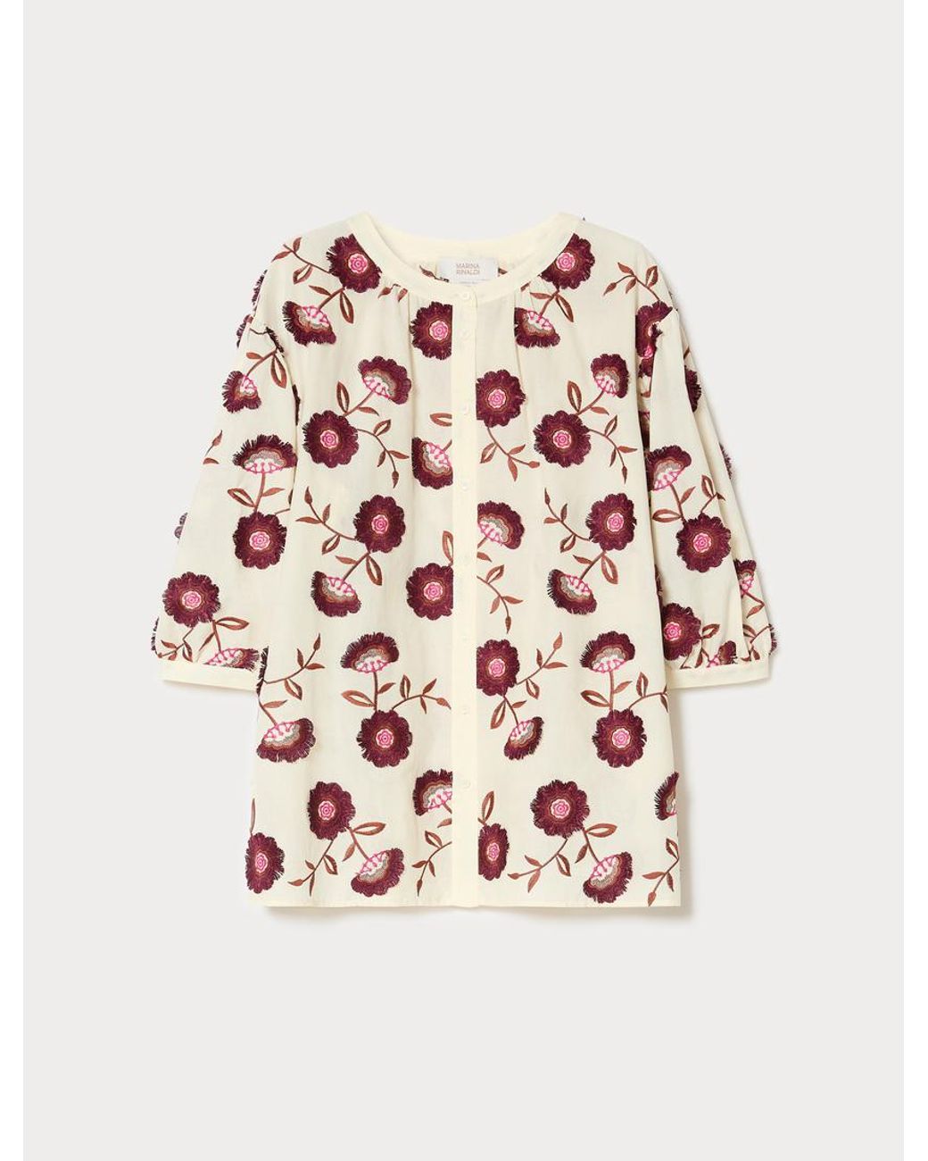 Chemise En Mousseline Brodée Marina Rinaldi en coloris Red