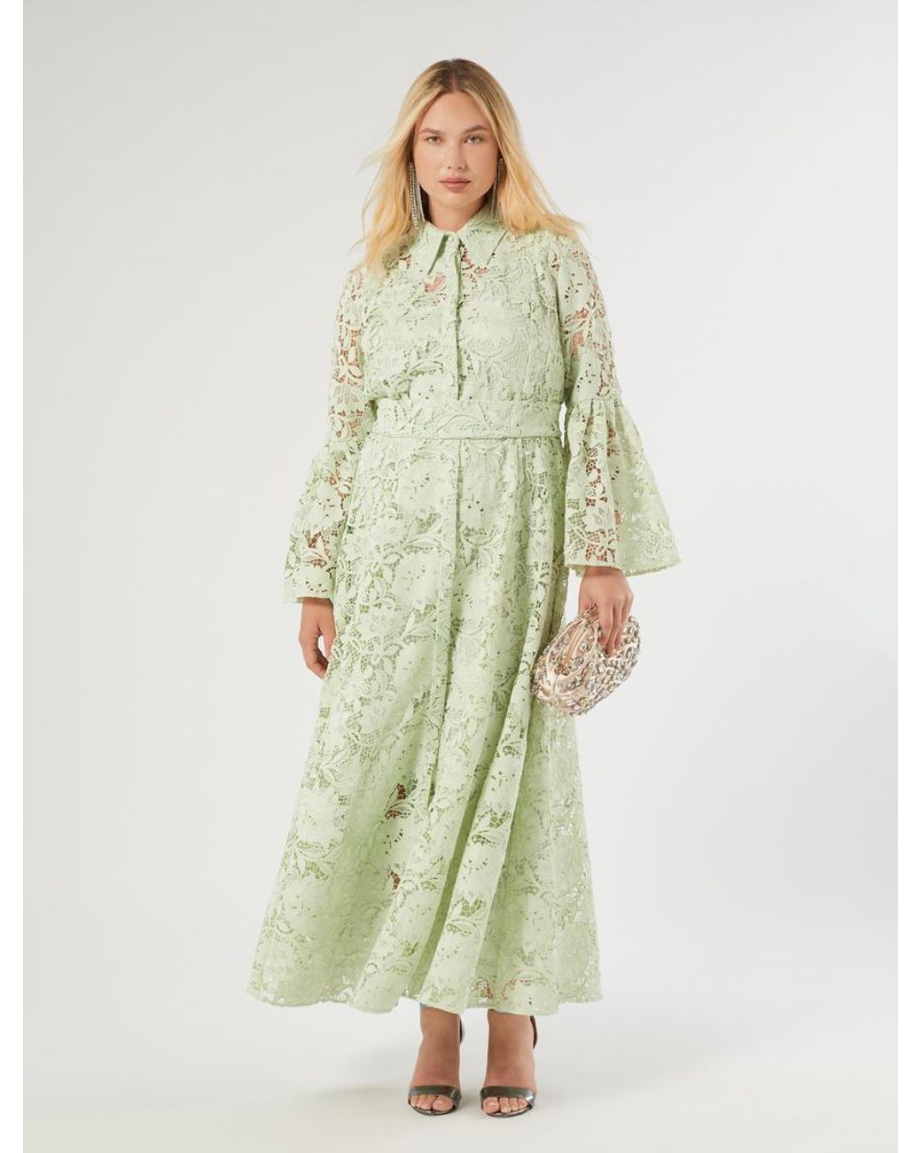 Robe-Chemise En Dentelle Marina Rinaldi en coloris Green