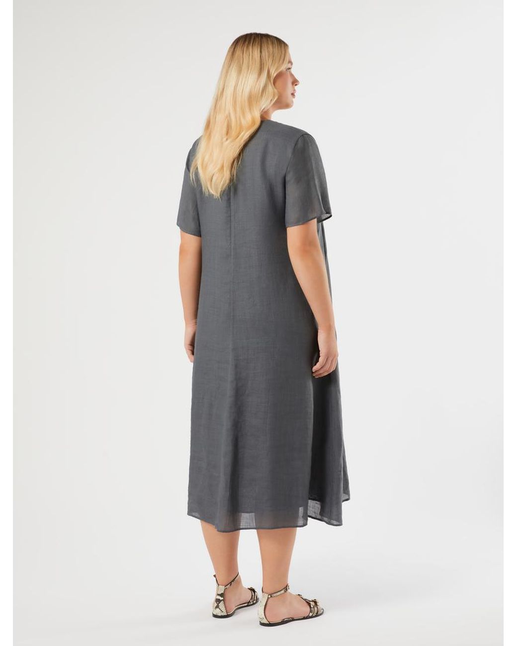 Marina Rinaldi Blue Kleid Aus Ramie-Twill