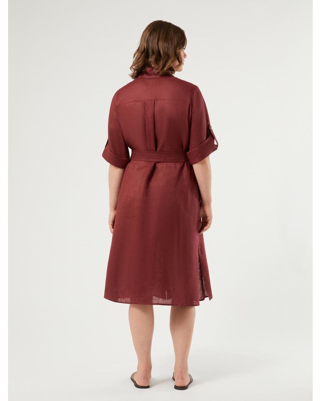 Robe-Chemise En Lin Marina Rinaldi en coloris Red