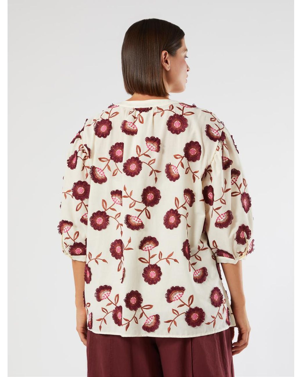 Chemise En Mousseline Brodée Marina Rinaldi en coloris Red