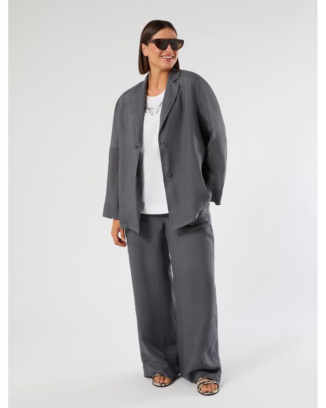 Marina Rinaldi Gray Kasack Aus Ramie-Twill