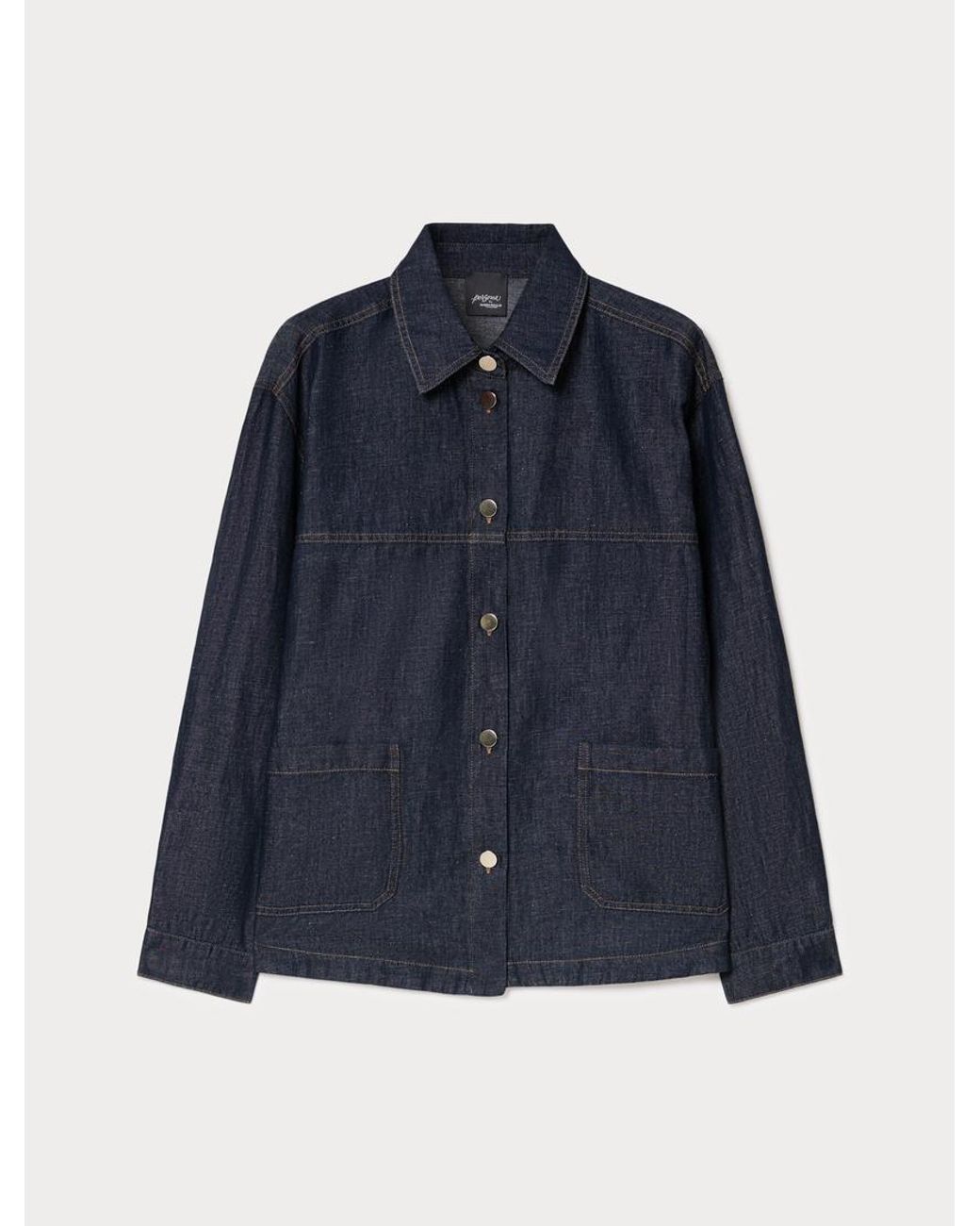 Veste En Toile Denim De Coton Et Lin Marina Rinaldi en coloris Blue