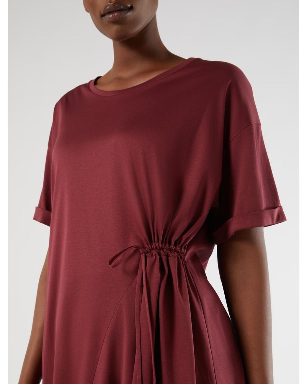 Marina Rinaldi Red Gerafftes Jersey-T-Shirt