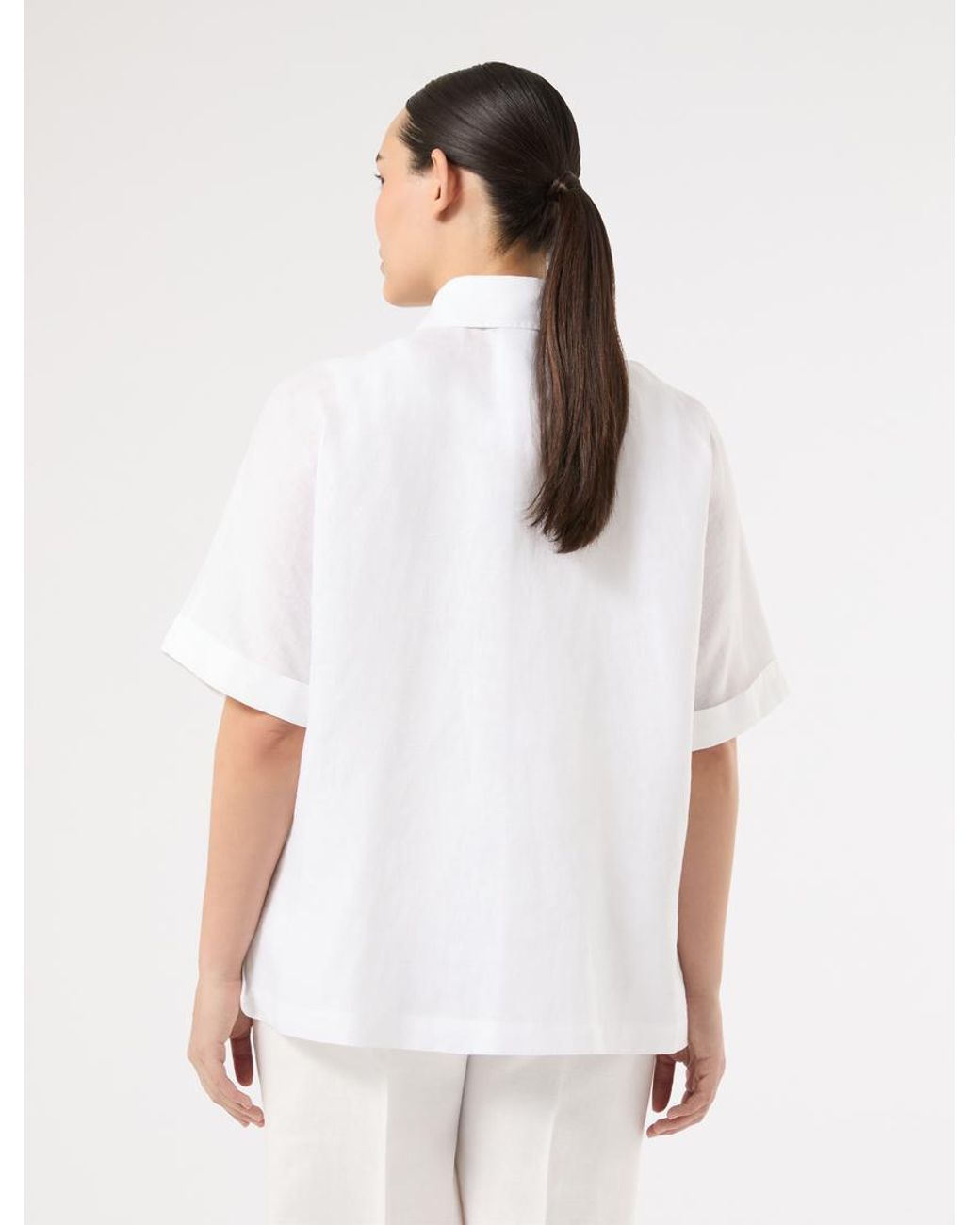 Chemise En Toile De Lin Marina Rinaldi en coloris White
